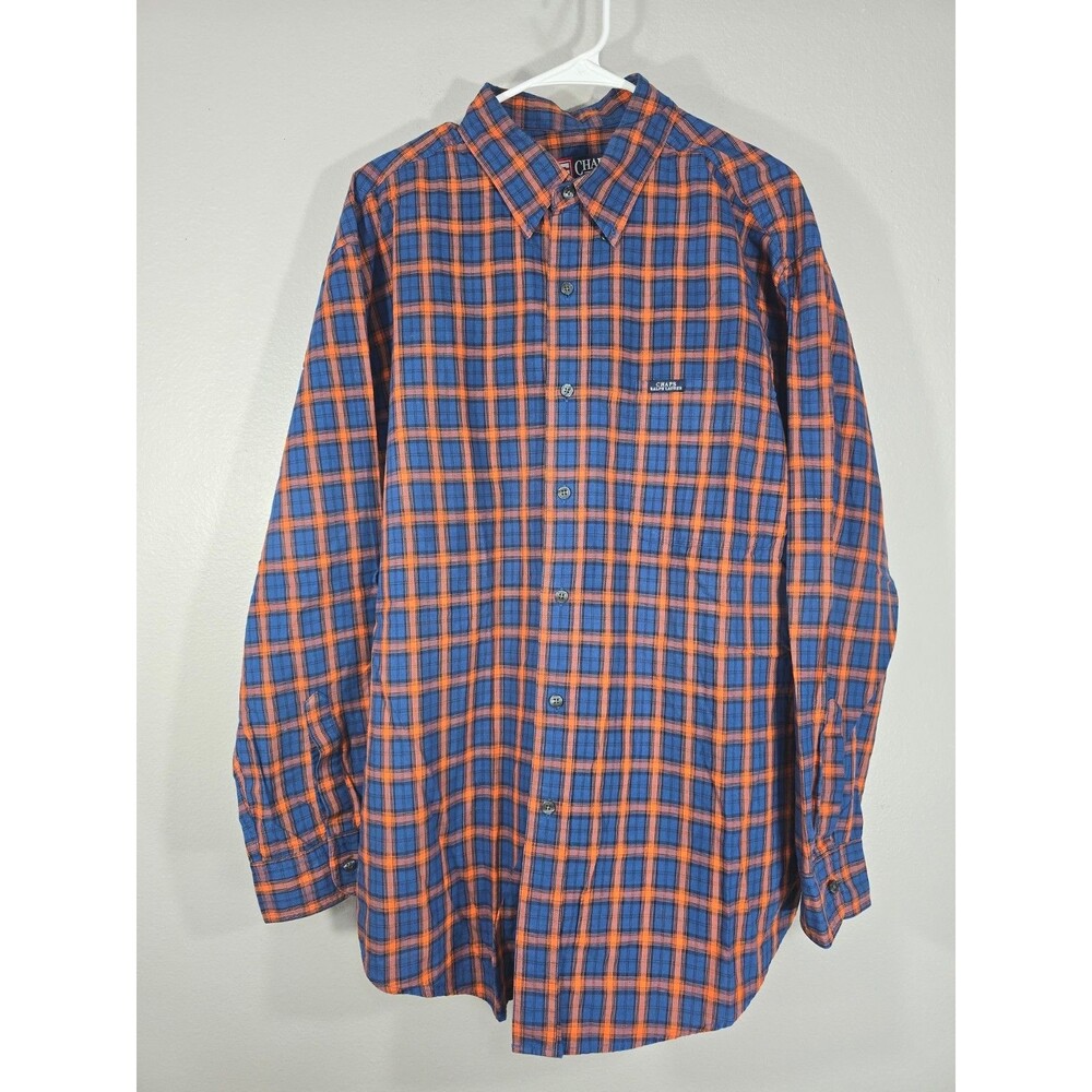 vintage Chaps Ralph Lauren blue and orange plaid long-sleeve workwear BE